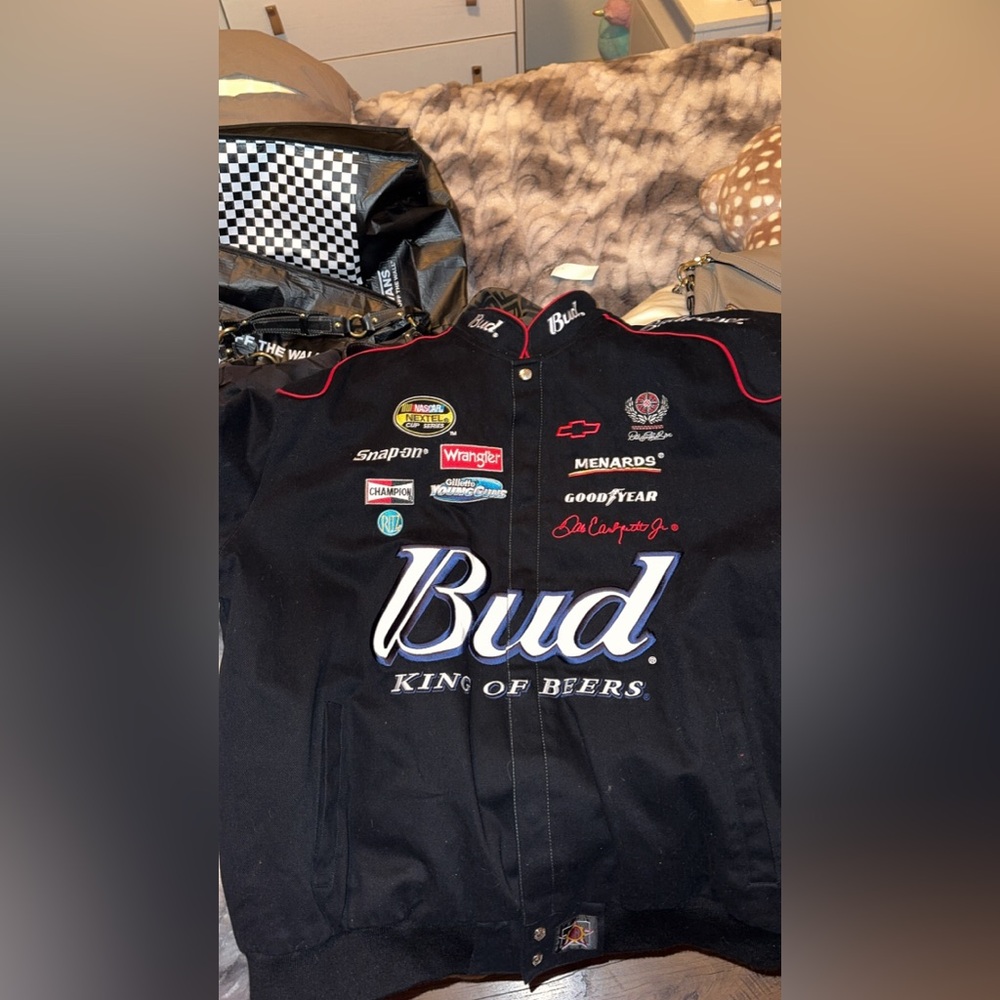 Black Budweiser Racing Bomber Jacket